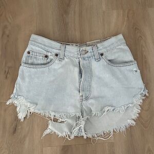 Levi’s Light Blue Distressed Denim Shorts